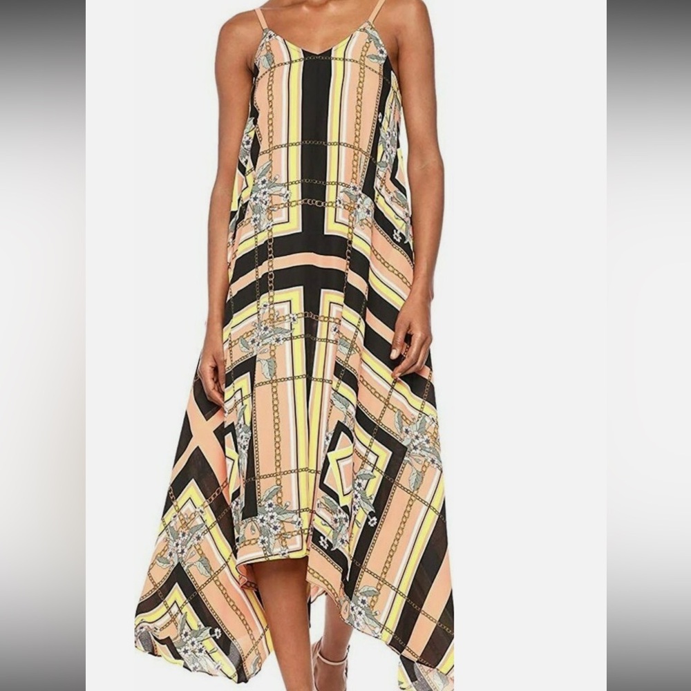 Nanette Lepore Asymmetrical Dress in Coral and Black